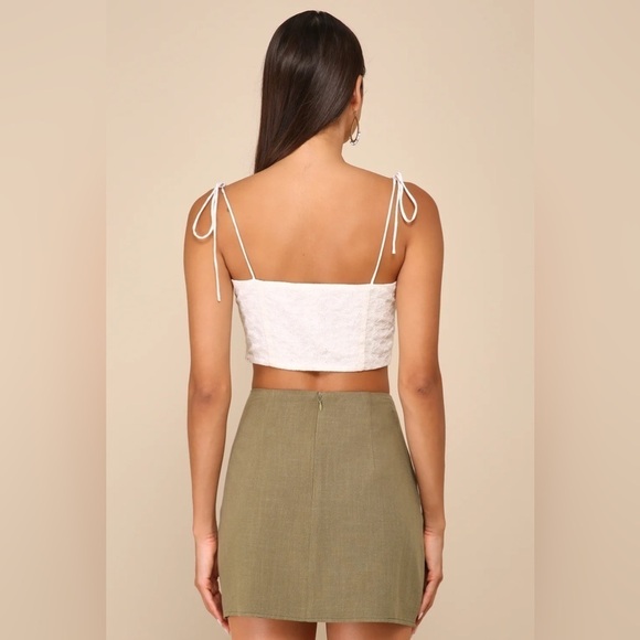 LULU’S Effortless Outlook Olive Green Linen Mini Skirt - Picture 3 of 4